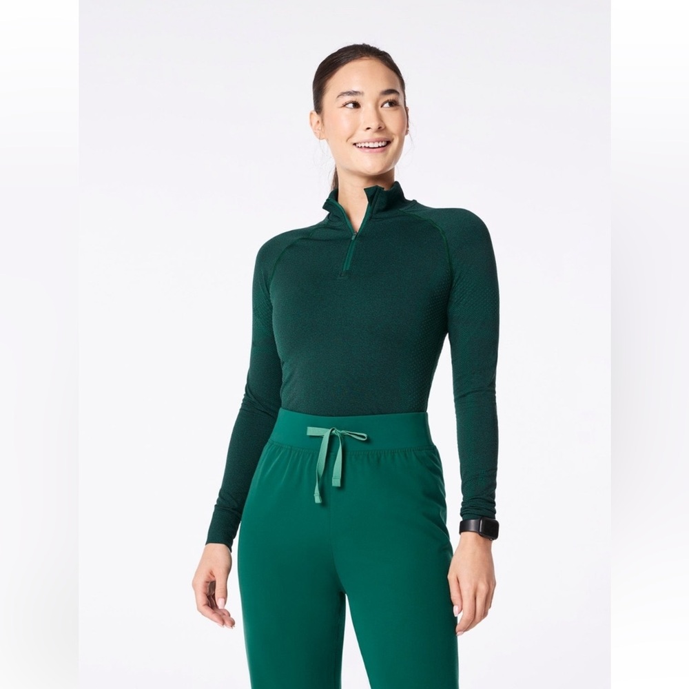 Figs Women's Hunter Green Quarter-Zip Salta Underscrub XL